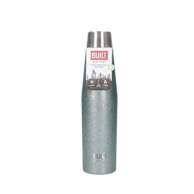 Built Apex 18ml Double Wall Insulated Stainless Steel Water Bottle, Blue/Silver