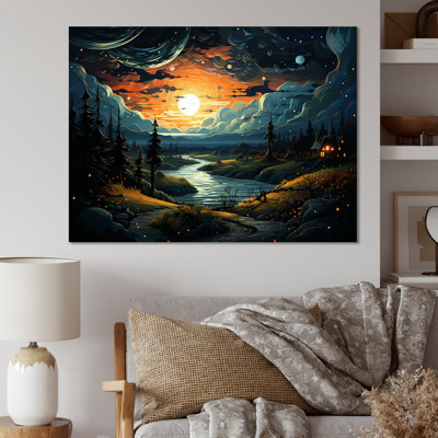 «Dreamy Mountain Scenery At Night I - Winter Landscape», art mural