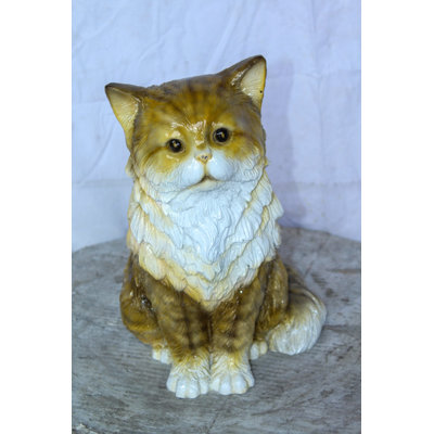 Nifao Collection Colored Cat Sitting Bronze Statue, Charming for Cat Lovers 12" x 10" x 14"H