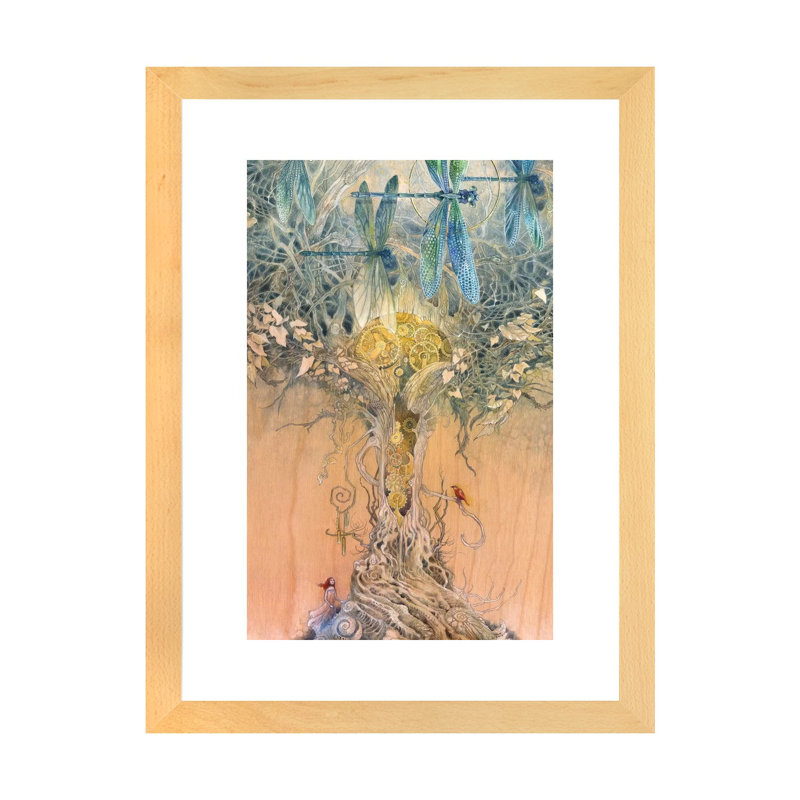 «Entangle» par Stephanie Law - impression d'art graphique, Toile avec cadre en bois beige, Blanc, H 24 po x l 16 po x P 1 po