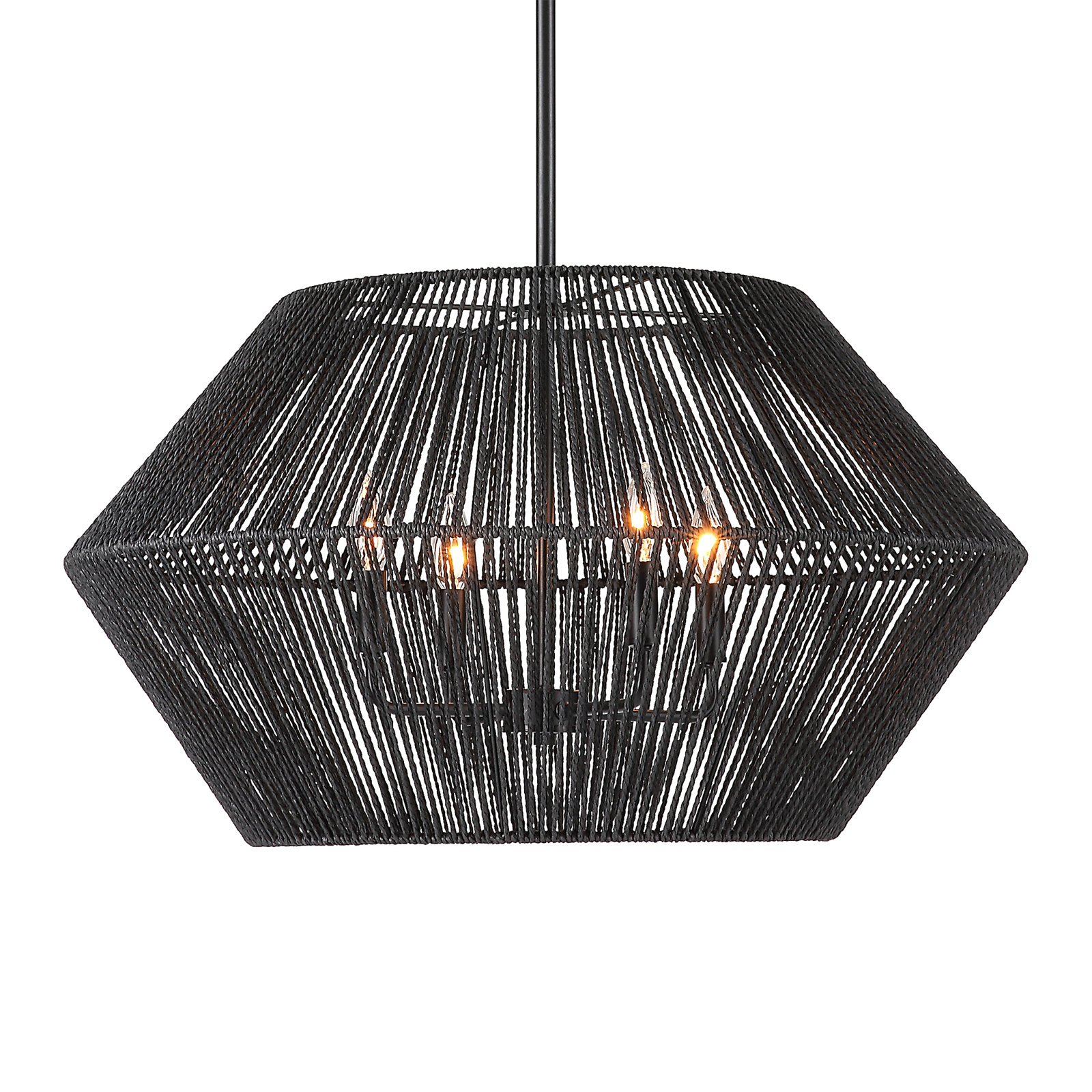Gana 4 Light Rattan Steel Pendant