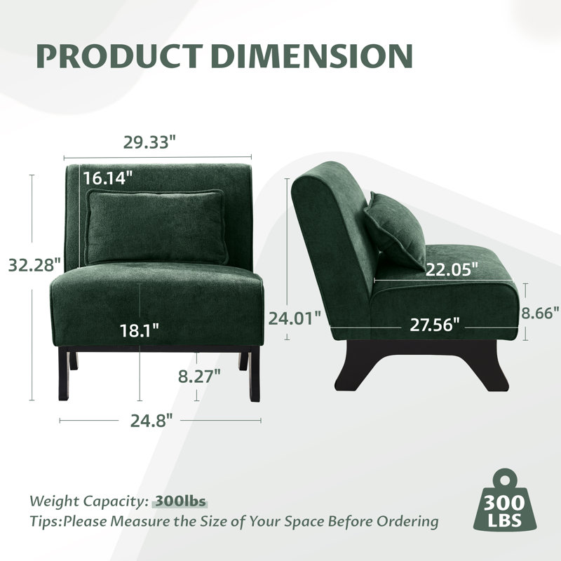 Upholstered Accent Chair, Green