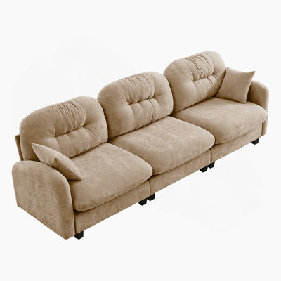 Three - Seater Modular Sectional Couch With Soft Chenille Fabric, Tufted Cushion Backrest, Ergonomic Design And High - Quality Wooden Base For Bedrooms And Living Rooms