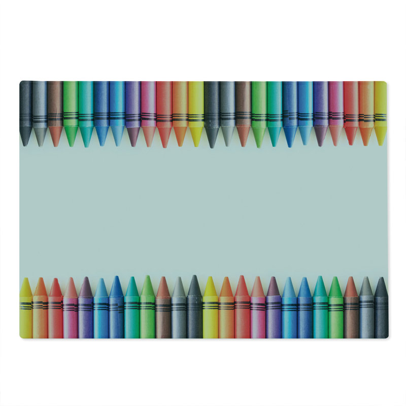 Ambesonne Crayon Cutting Board Large Size Straight Border Paint Crafts Multicolor
