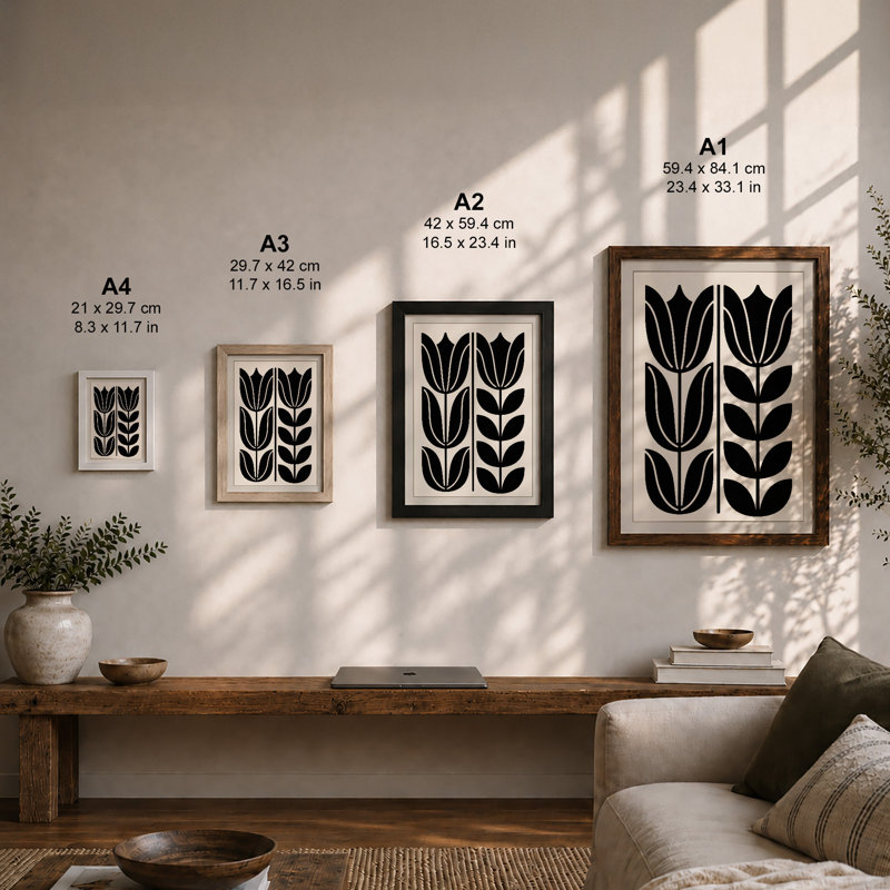 Geometric Botanicals Botanical - Framed Print, A2 - 59.4 x 42.0 cm, White