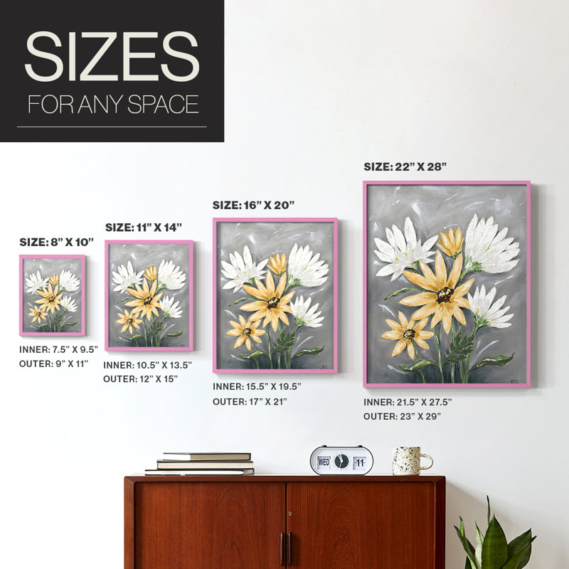 «Summer Daisies I», reproduction encadrée de qualité supérieure - prête à être accrochée - aucun clou requis - aucun clou requis