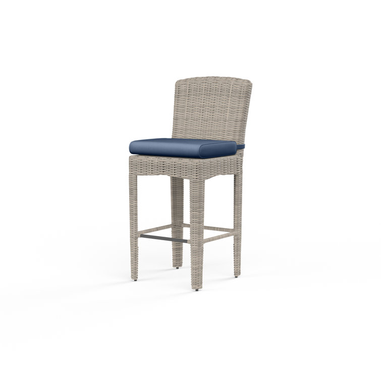 Manhattan High-Density Polyethylene (HDPE) Wicker Outdoor Bar Stool with Cushion