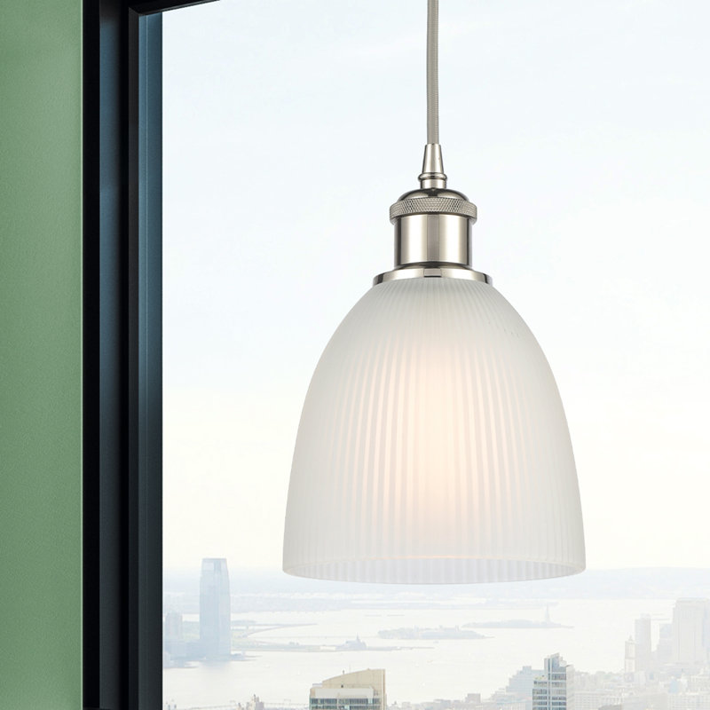 Whipple 1 - Light Single Pendant, White, No Bulb Included, Polished Nickel
