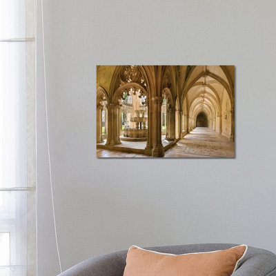 The Fountain And Water Basin In The Claustro Real, Royal Cloister. Monastery Of Batalha, Portugal by Martin Zwick - Wrapped Canvas Gallery-Wrapped Canvas Giclée