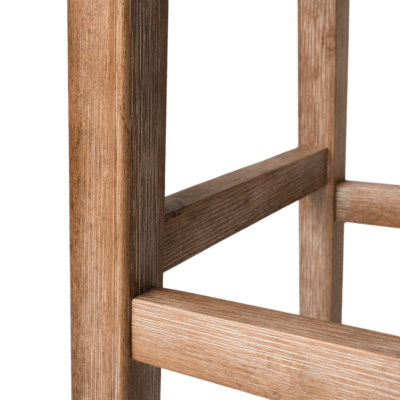 Adrien Gray Weathered Oak Backless Saddle Bar Stool