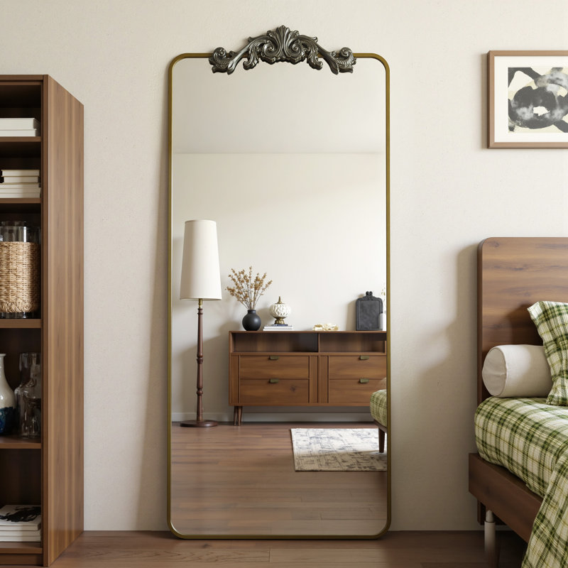 Miroir pleine longueur rétro gravé, Bronze, 58"×18"