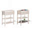 Table de chevet cannelée avec station de charge, table de chevet de ferme avec tiroir et 2 tablettes de rangement ouvertes, table d'appoint moderne pour le vestibule de salon de petite chambre, beige (ensemble de 2)