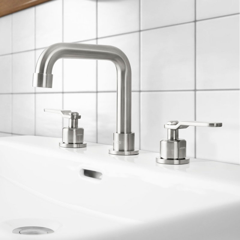 Widespread 2-handle Bathroom Faucet with Drain Assembly, Brushed Nickel