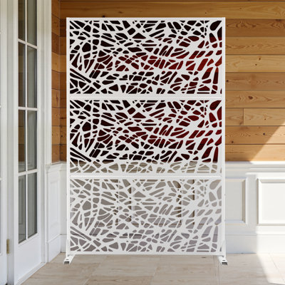 70" H x 45" W Metal Privacy Screen with Stand – Freestanding Outdoor Privacy Panel for Deck, Patio, Balcony