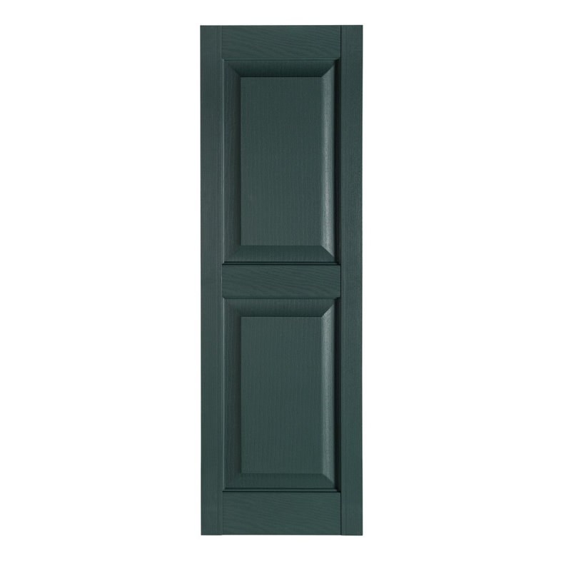 Heritage Green Polypropylene Raised Panel Exterior Shutters, 15'' x 55''