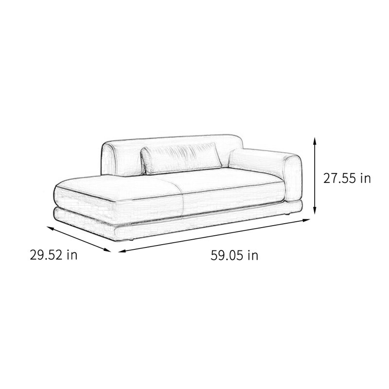 Chaise longue moderne, confortable et simple, Gris, Orienté à droite