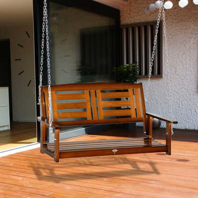 Balancelle portative à l'avant, balançoire de patio suspendue pour 2 personnes avec bois, capacité de 550 lb, pour banc de camping, pin réglable, caractéristique d'extérieur