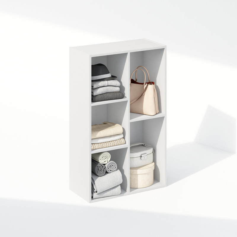 Ebern Designs Reed Reversible Open Shelf Multipurpose Bookcase, Storage Organizer, White, 31.5" H x 19.5" W x 9.4" D