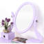 Table de coiffeuse et tabouret rembourré en bois mauve avec miroir de rangement à 3 tiroirs-1546473009