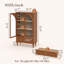 Armoire de rangement rétro avec portes en verre arquées pour la cuisine, noyer