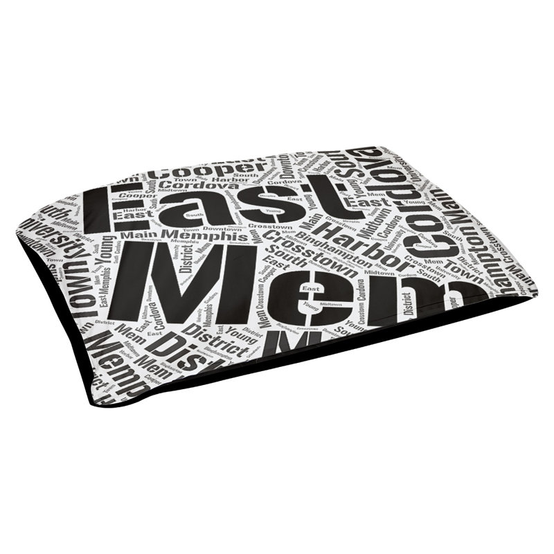 Coussin de chien « districts », Moyen (H 9,5 po x l 28 po x P 18 po), Noir, Memphis
