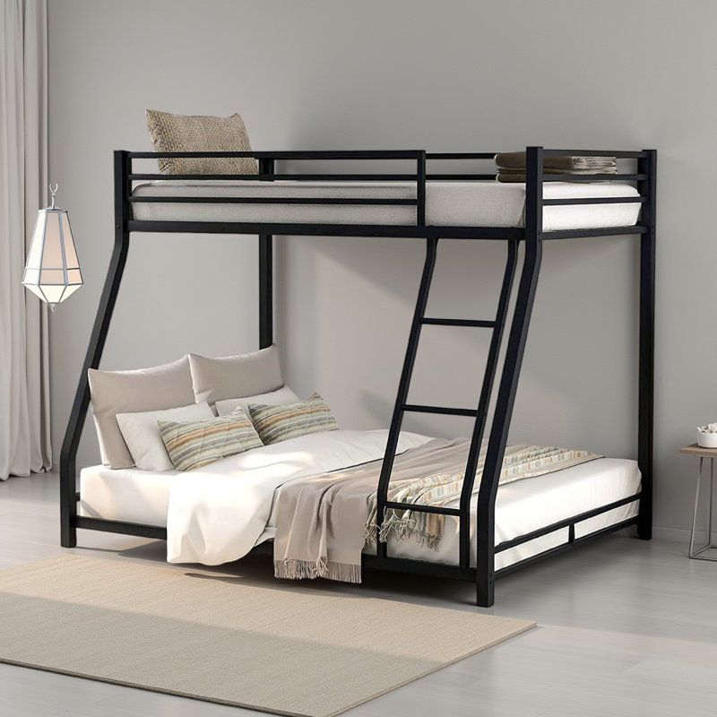 Lit superposé simple au dessus d'un lit double pour enfants, Noir
