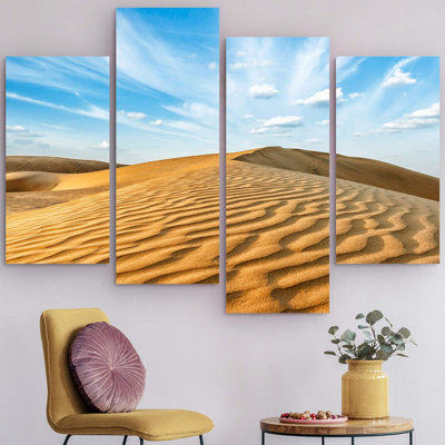Panorama des dunes de Thar, cactus et ciel bleu, paysage de nature occidentale, sud-ouest, décor de chambre, 4 pièces