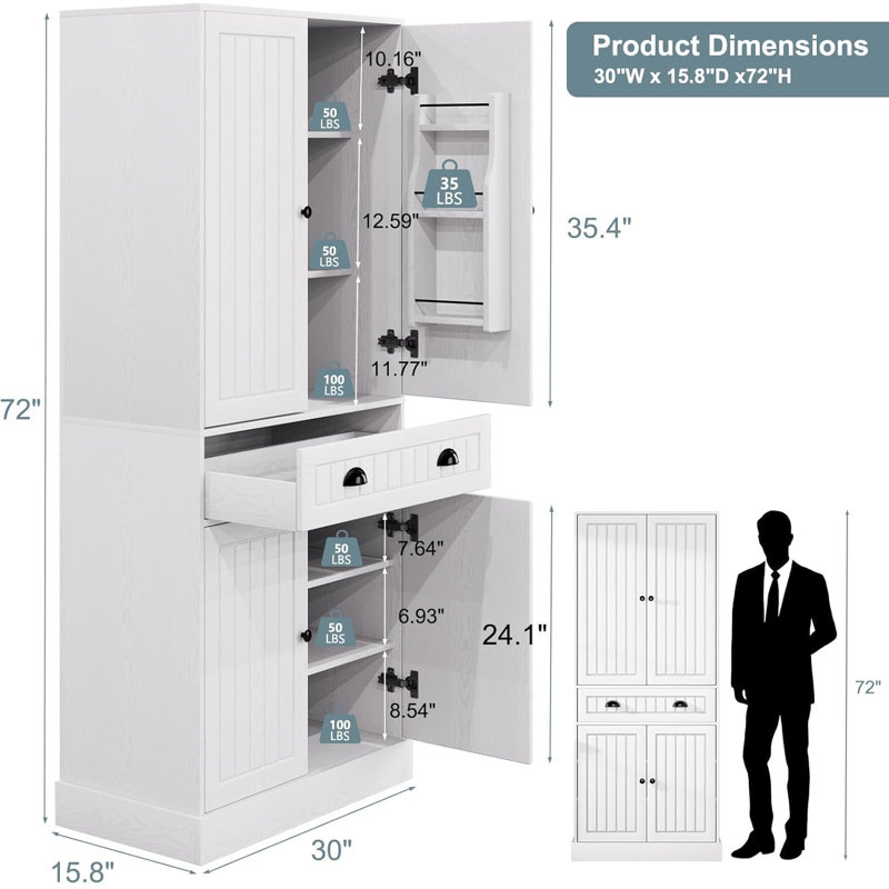 72" Pantry with Door Shelves