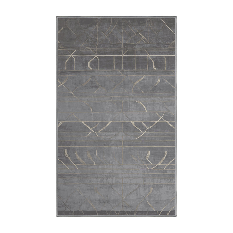 Tapis gris lavable à la machine, Rectangle 6 pi x 9 pi