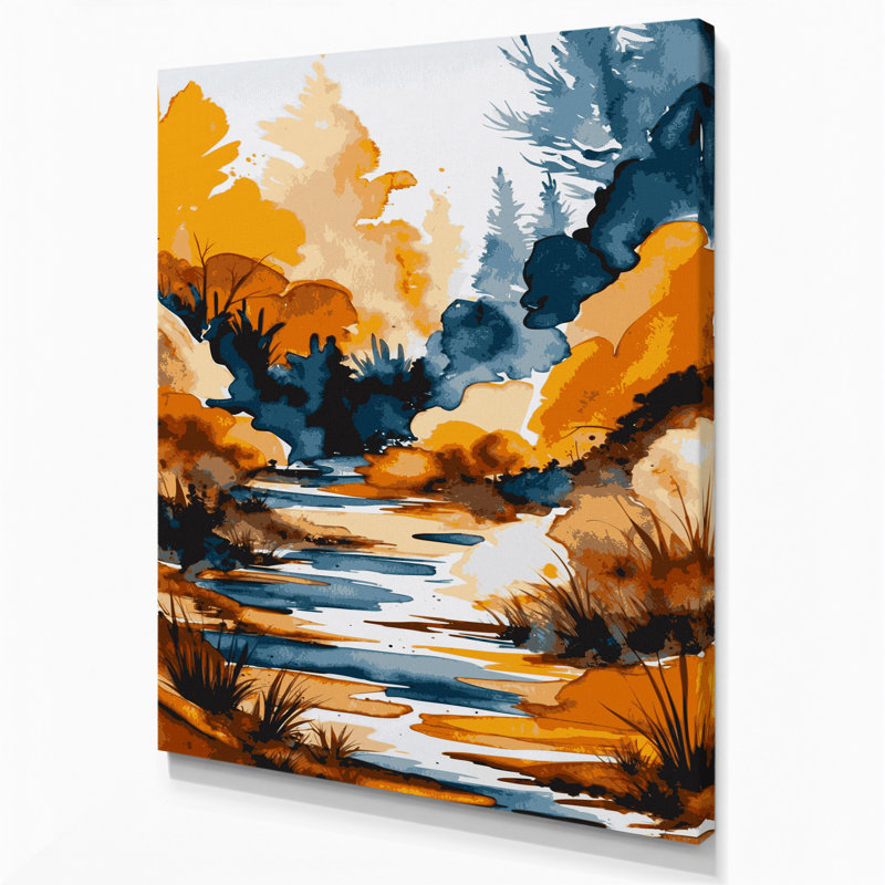 «Watercolor Landscape 75», art mural sur toile grise