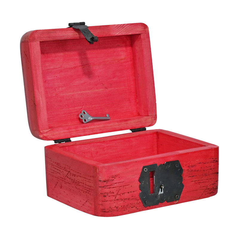 Boîte à bibelots en bois rouge avec clé Keepsakes Collection