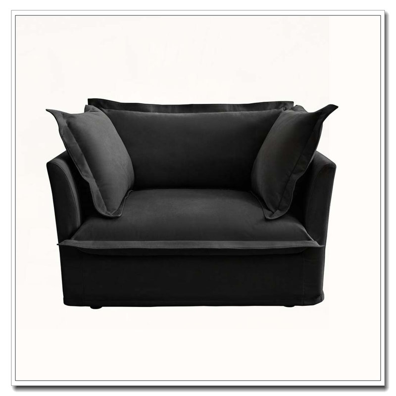 Fauteuil d'appoint en chenille avec 2 coussins décoratifs, Noir
