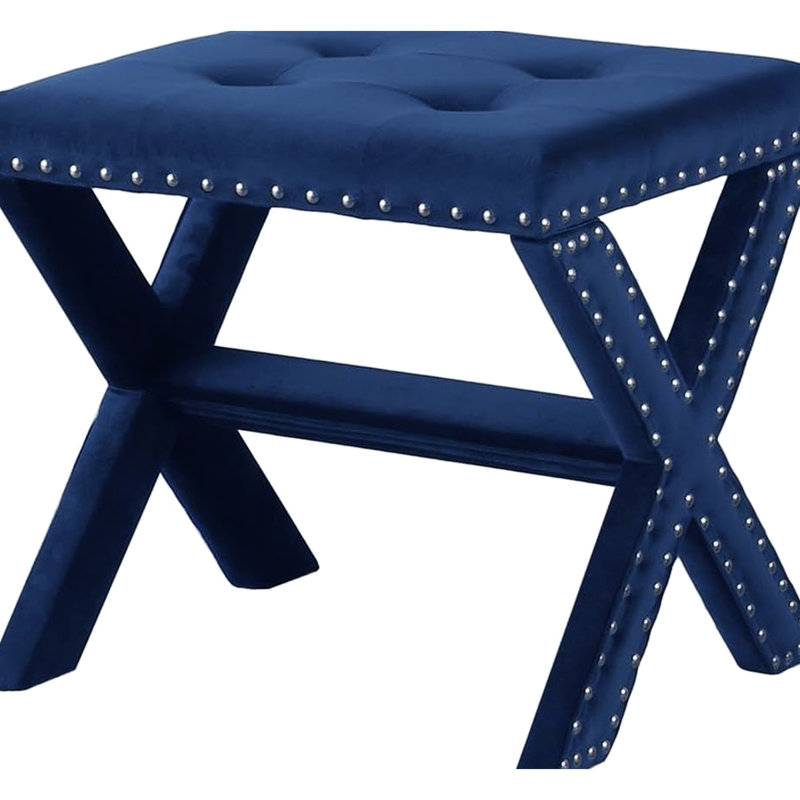 Contemporary Velvet Accent Bench With Nailhead Trim, Long - Lasting Wood, High Density Foam For Living Room Blend Nail Head Design, Ideal Primary Areas, Engineered Hardwood