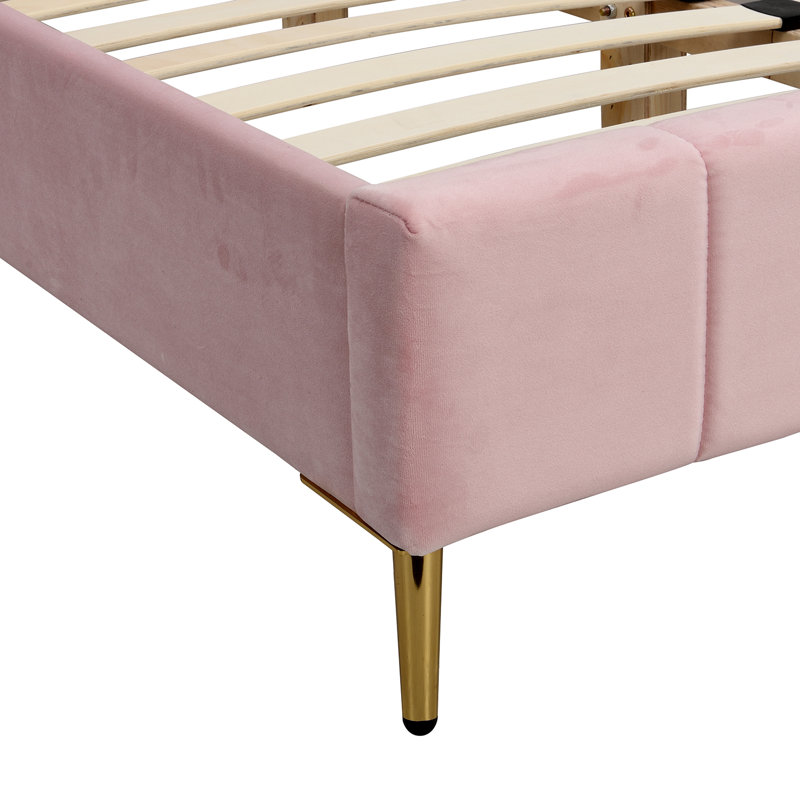 Leia Upholstered Bed, Double (4'6), Pink