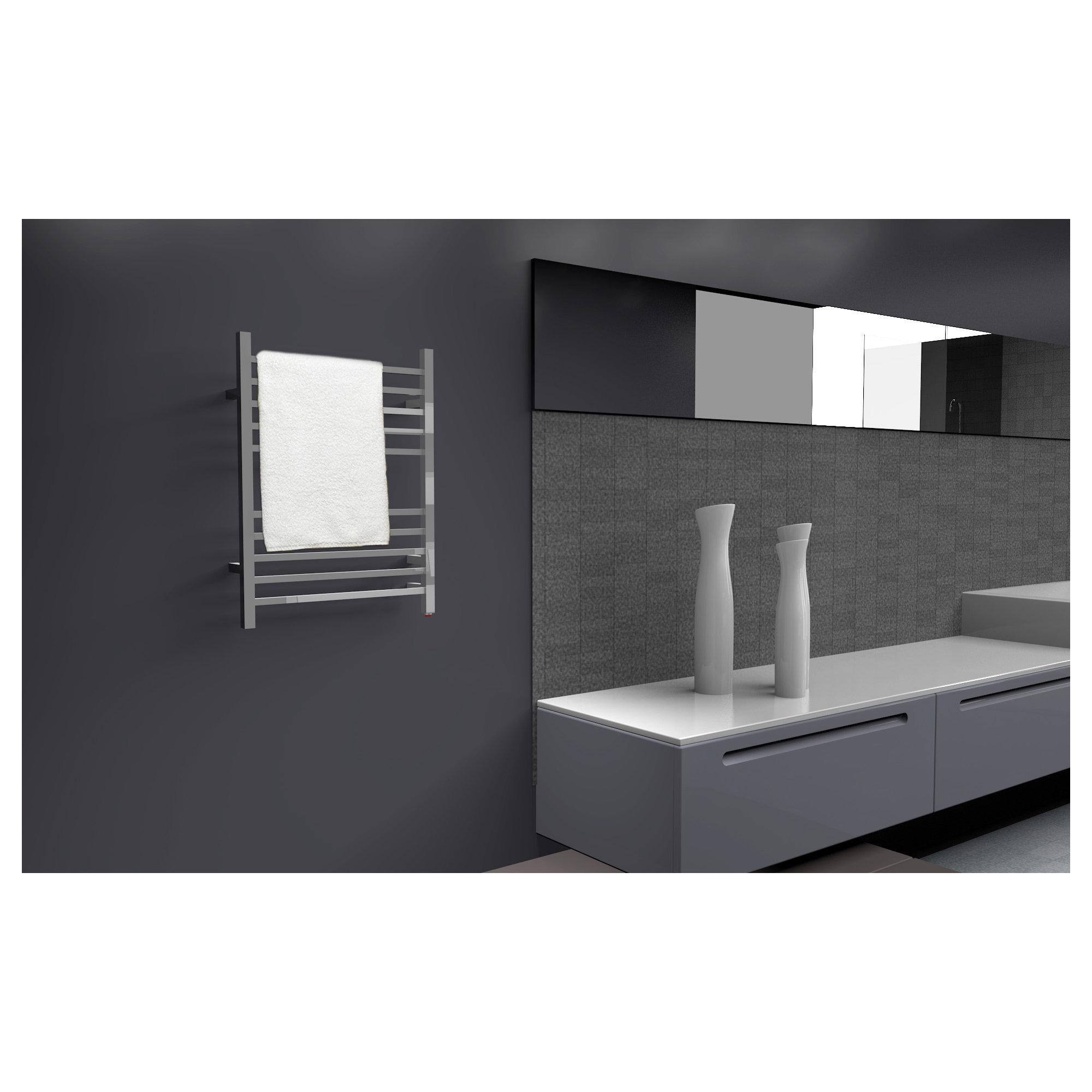 Radiant Square Wall Mounted Electric Towel Warmer, Polished