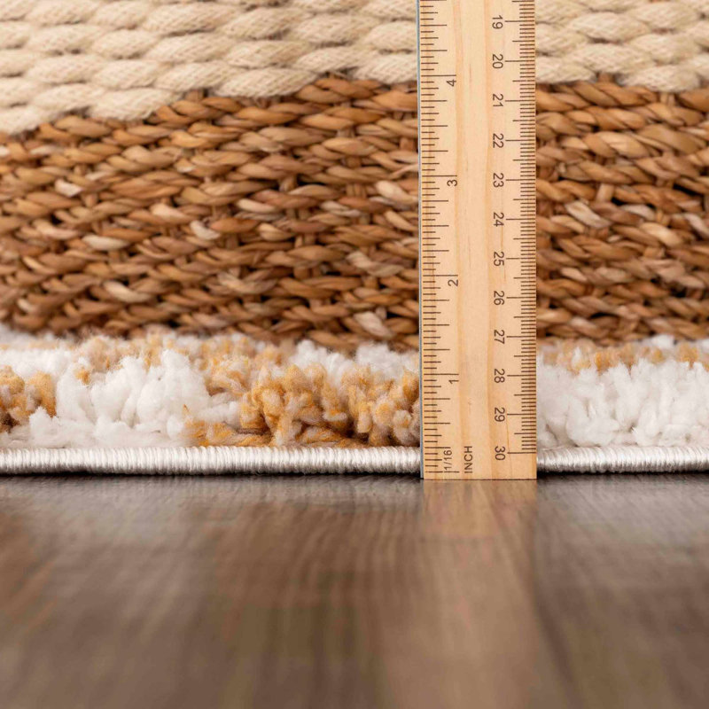 Tapis jaune à carreaux Viesville, Rectangle 6 pi 7 po x 9 pi