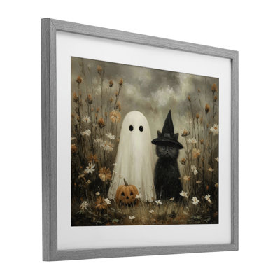 «Ghost and Black Cat», reproduction sous verre encadrée, design par Arlington Prints