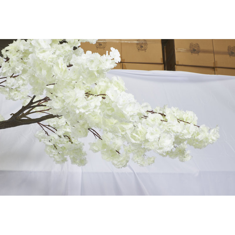 67'' Faux Flowering Tree in Metal Freestanding, White