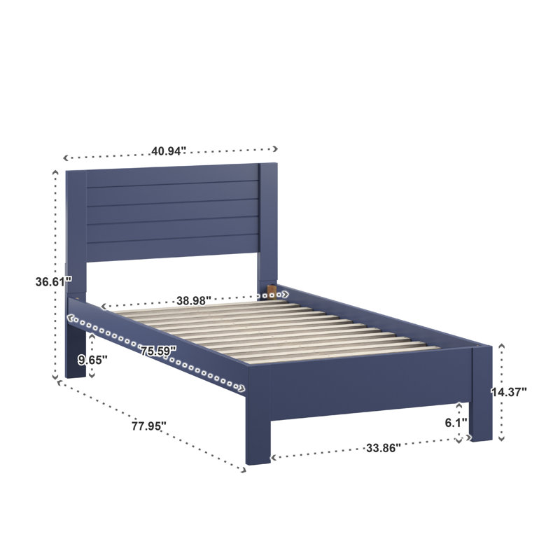 Ayaan Solid Wood Platform Bed, Frost Gray, Twin
