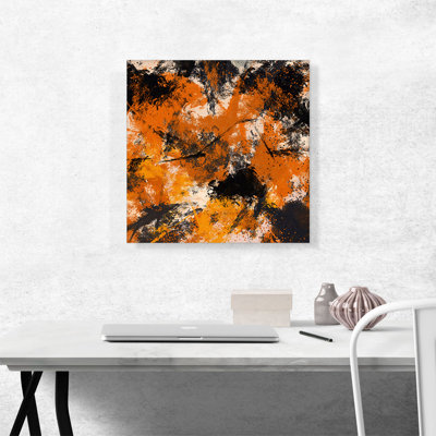 Jaune, orange, noir, moderne, reproduction d'art sur toile tendue