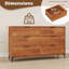 6-Drawer Cherry Wood Dresser with Interlock Safety System, Rustic Bedroom & Living Room Storage Cabinet, MDF + Metal Construction, Natural