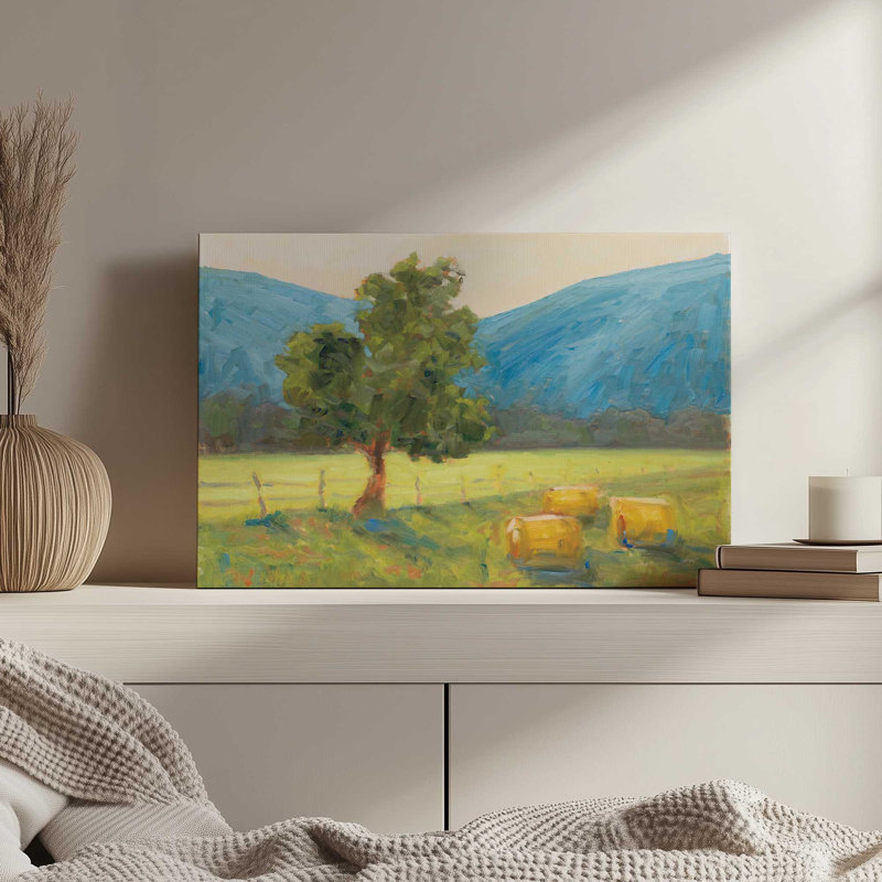«Blue Ridge Hay Bales» par Carson Overs balcon, reproduction d'art sur toile, H 36 po x l 48 po