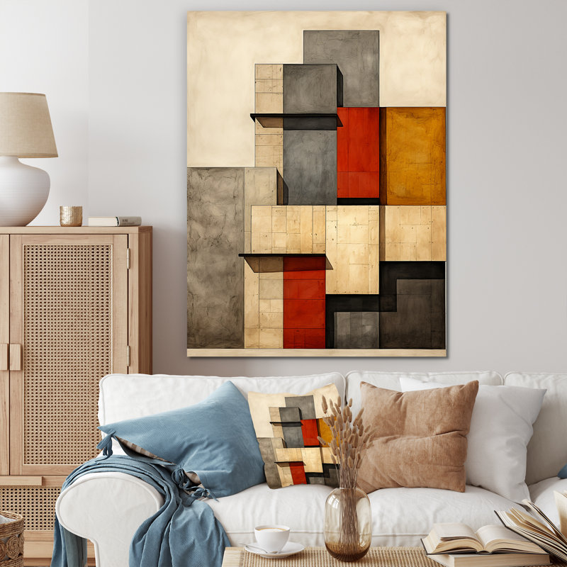 «Simplicity Of Beauty Vintage Abstract I», art mural moderne sur toile géométrique, H 32 po x l 24 po, Toile tendue