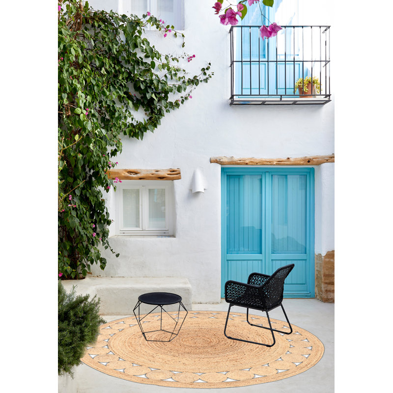 Round Webbe Geometric Hand Woven Area Rug, Round 200cm