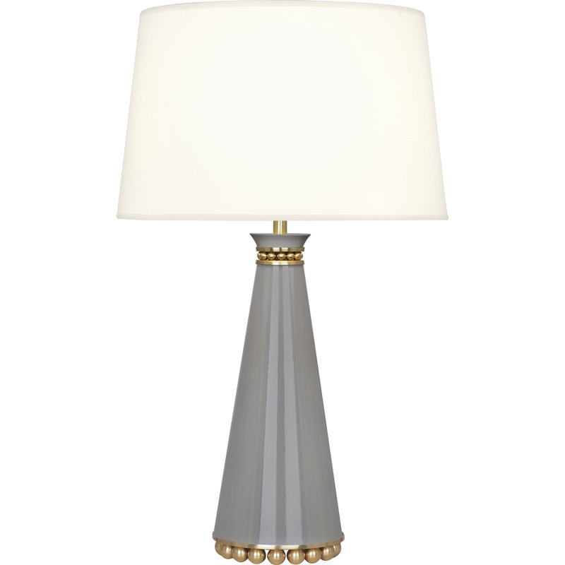 Pearl Metal Table Lamp, Smokey Taupe Modern Brass/White