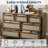 Rattan 7 Drawer Dresser for Bedroom, Wide Wood Chest of Drawers with Gold Handles Storage Organizer-924481083