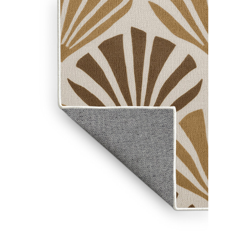 Washable Modernist Shell Study Coastal Area Rug, Round 5'