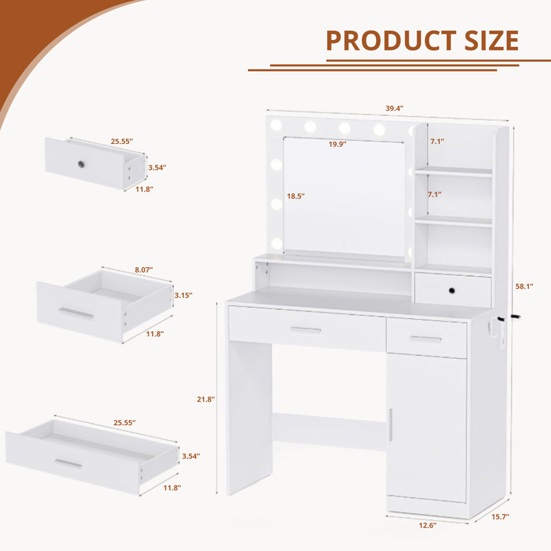 Vanity Makeup Desk With LED Light
