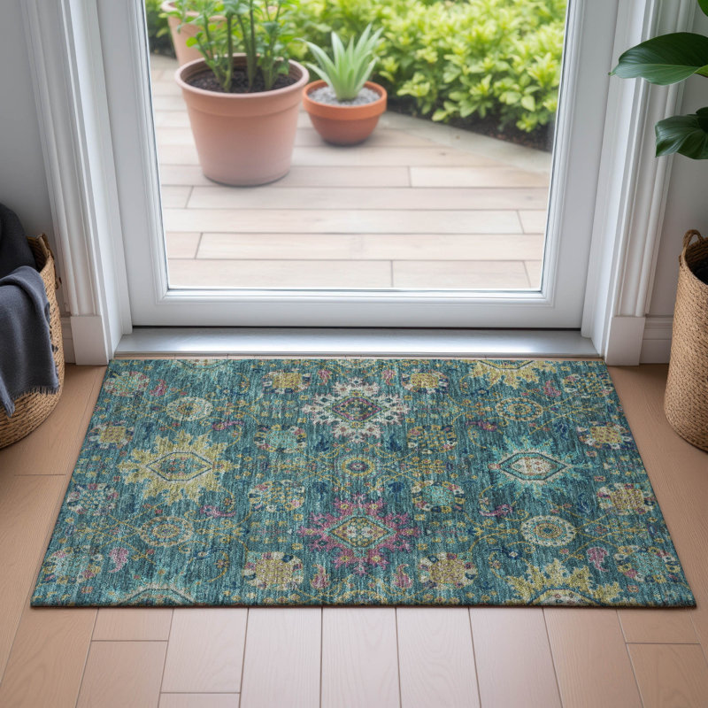 Machine Washable Indoor/Outdoor Jacinto ACN2151 Medallions Rug, Rectangle 1'8" x 2'6"