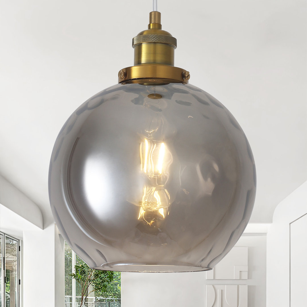 Joulane 1 - Light 8" Wide Modern Rustic Globe Single Pendant Lights With Glass Shade, Farmhouse Kitchen Lighting with E26 Socket Breakwater Bay Shade 